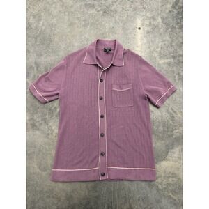 Todd Snyder Cotton Silk Tipped Full Placket Polo Shirt Purple XSmall